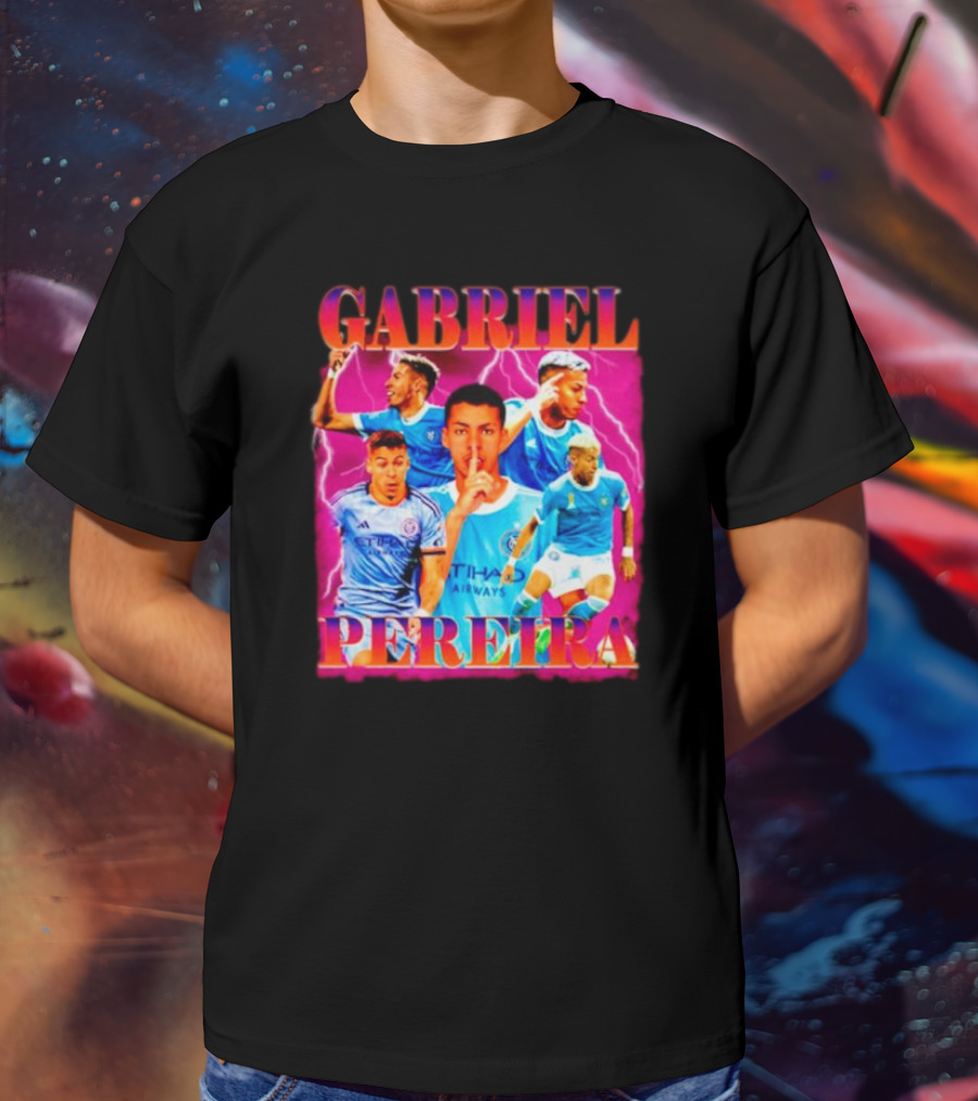 GABRIEL PEREIRA NYCFC Soccer Lightning Collage T-Shirt