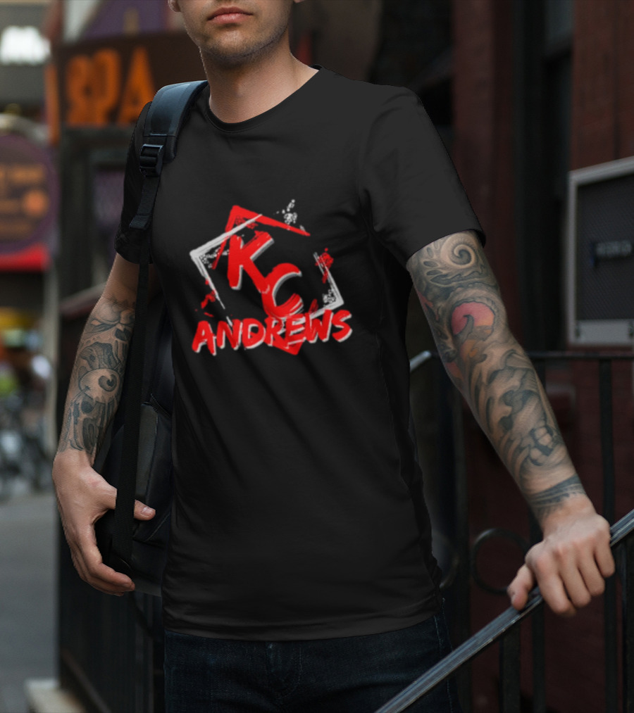 KC Andrews Red White Graffiti Style Text And Shapes T-Shirt