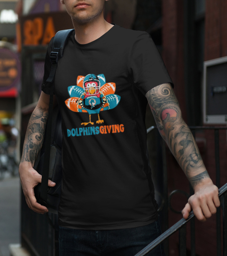 Dolphinsgiving Miami Dolphins Thanksgiving Turkey Football T-Shirt