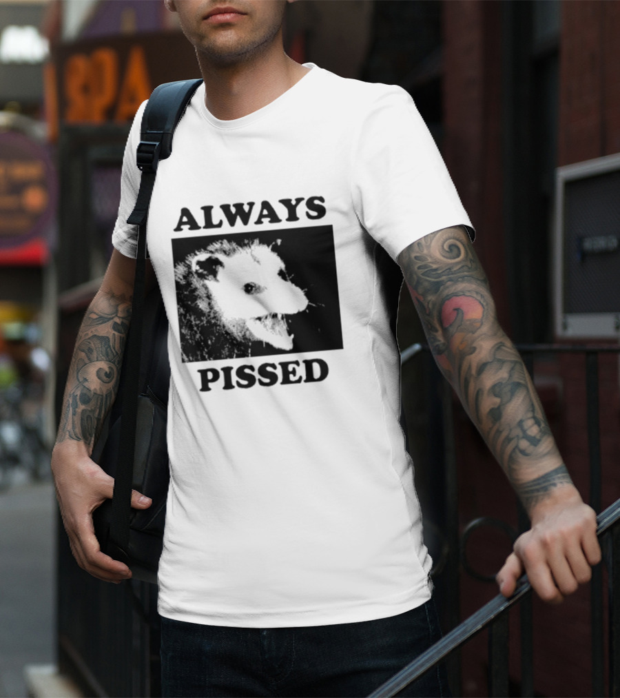 Opossum Always Pissed Black-and-White T-Shirt