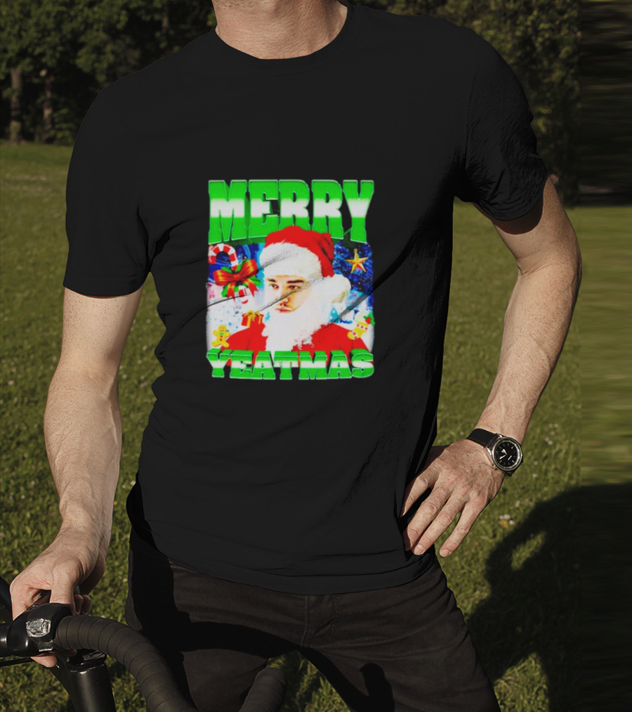 Rapper Yeat Santa Merry Yeatmas Funny Christmas Holiday T-Shirt