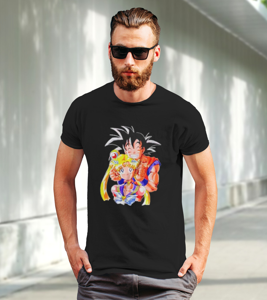 Sailor Moon And Goku Crossover Fusion Character Collaboration T-Shirt