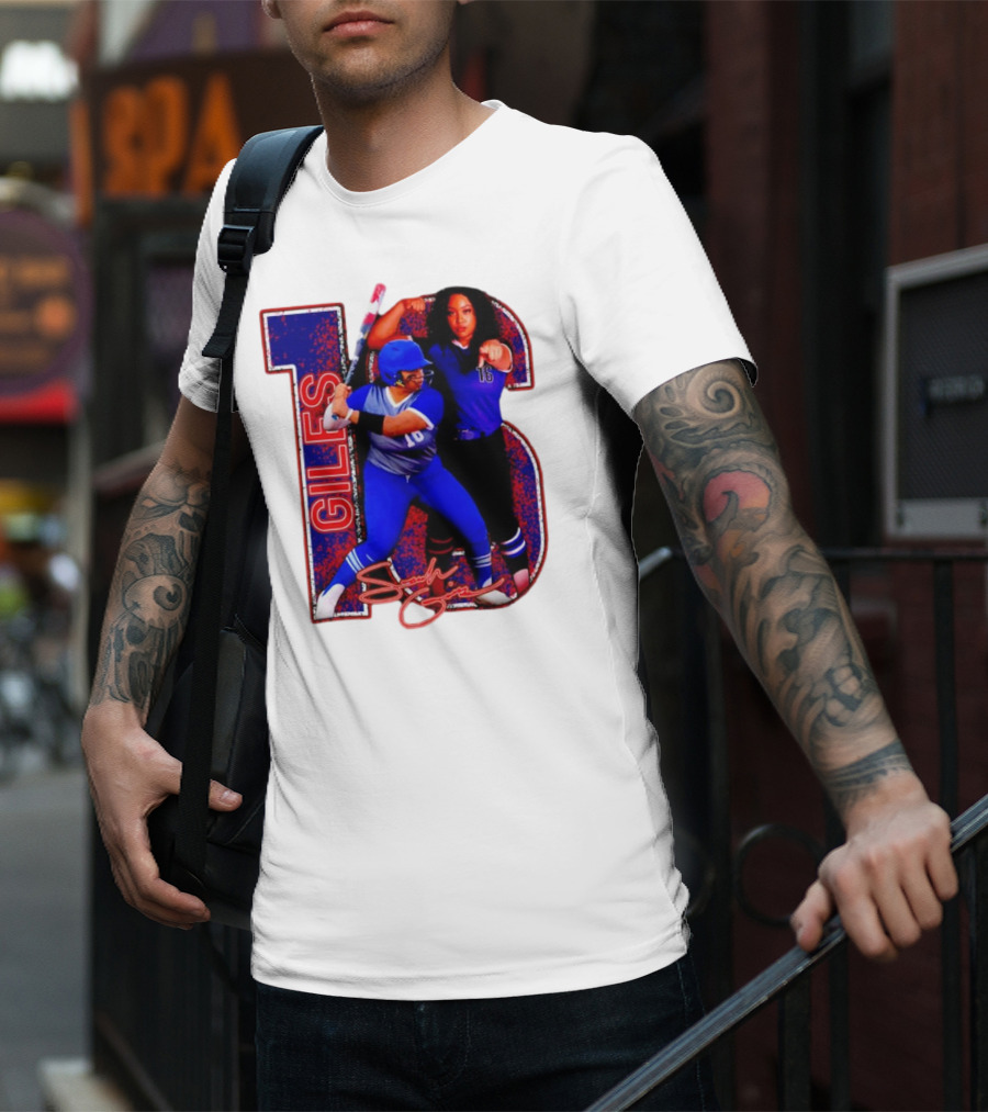 Giles 16 Softball Players Signature Sam Lodge Jessup T-Shirt