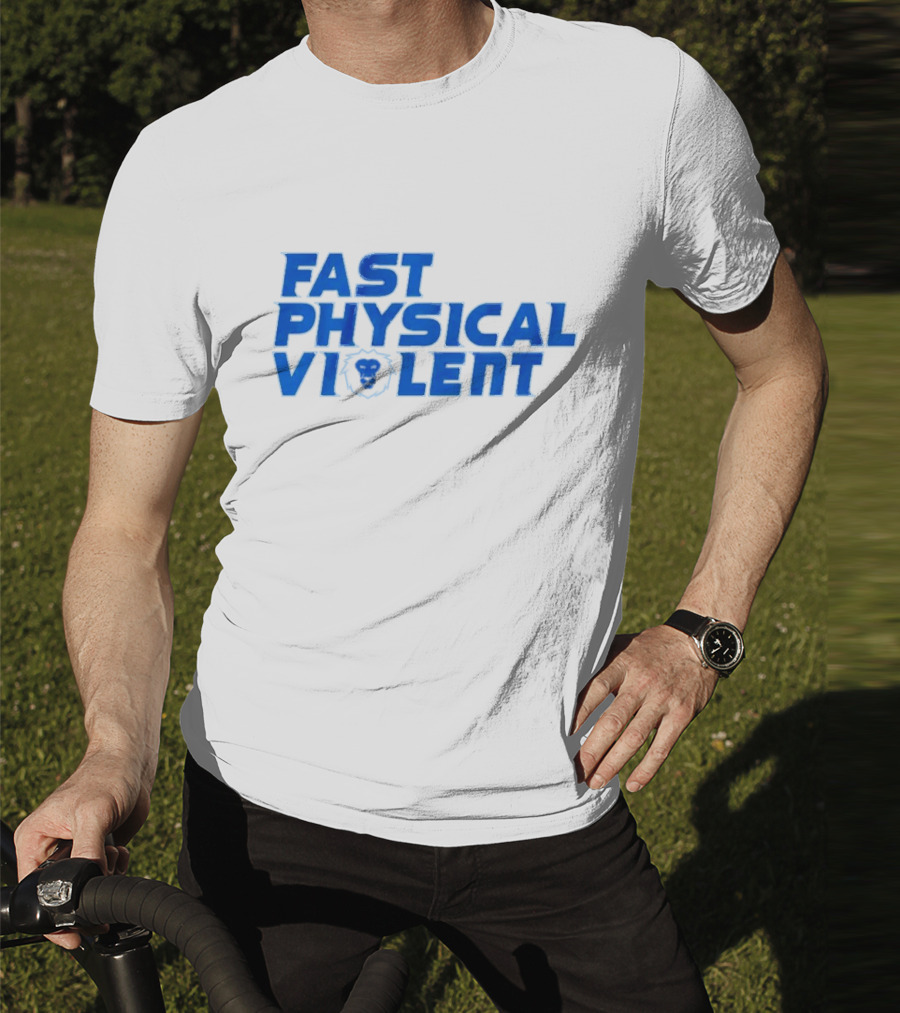 Fast Physical Violent Detroit Lions Blue T-Shirt