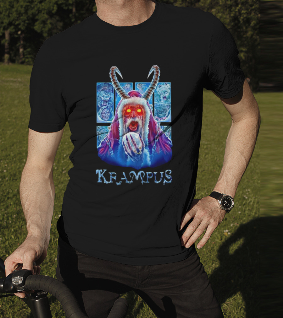 Krampus The Shadow Of St Nick With Horned Demon And Scary Faces T-Shirt