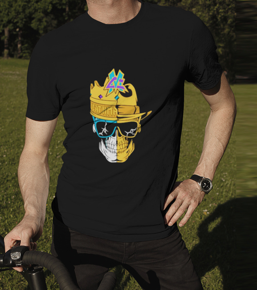 Matt Cardona Deathmatch God Crowned Skull With Sunglasses And Crown Split T-Shirt