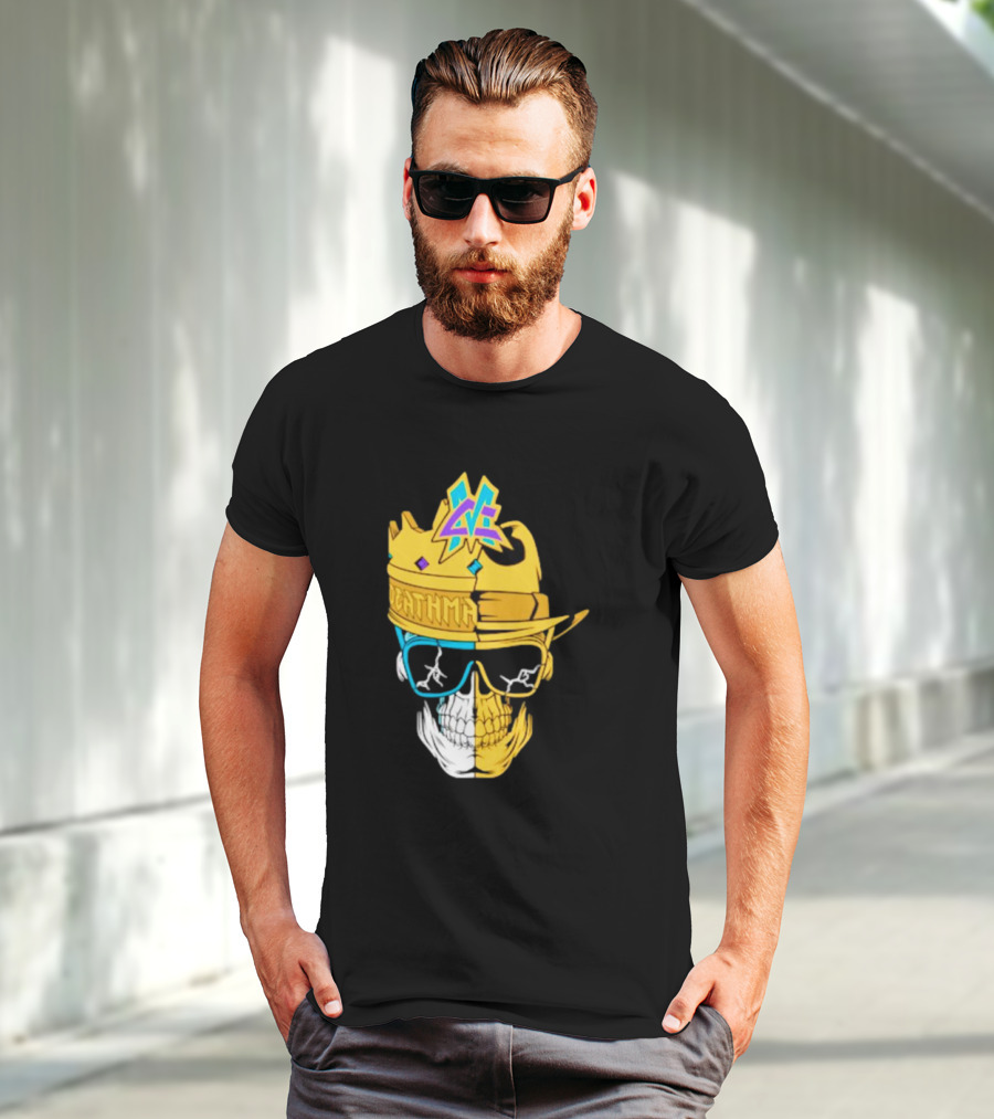 Matt Cardona Deathmatch God Crowned Skull With Sunglasses And Crown Split T-Shirt