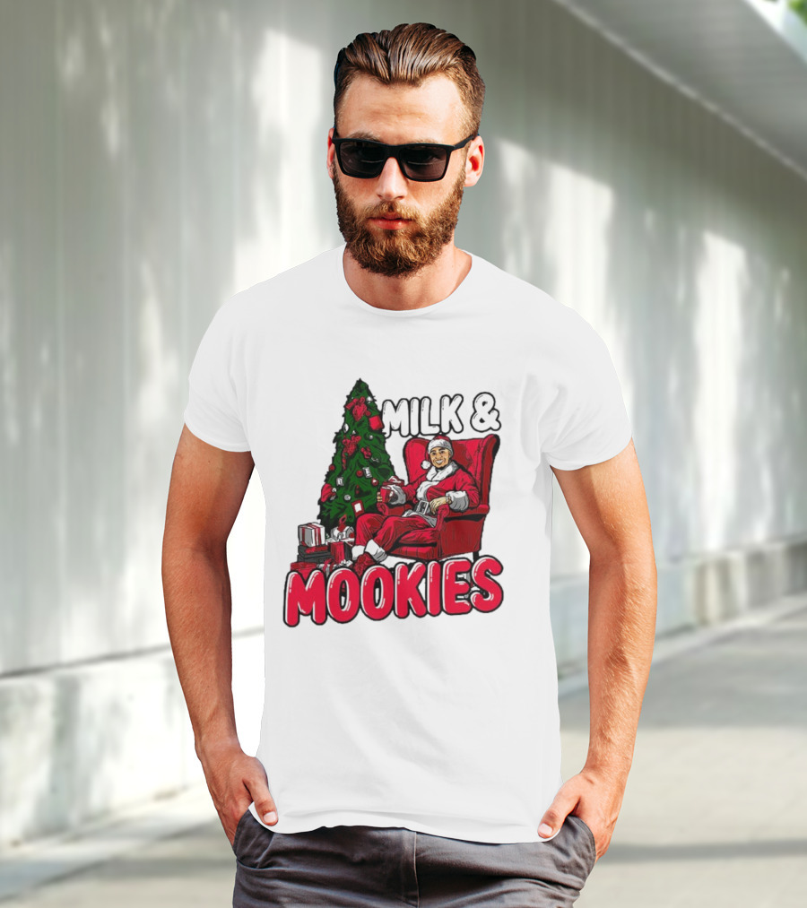 Milk And Mookies Santa By The Christmas Tree T-Shirt