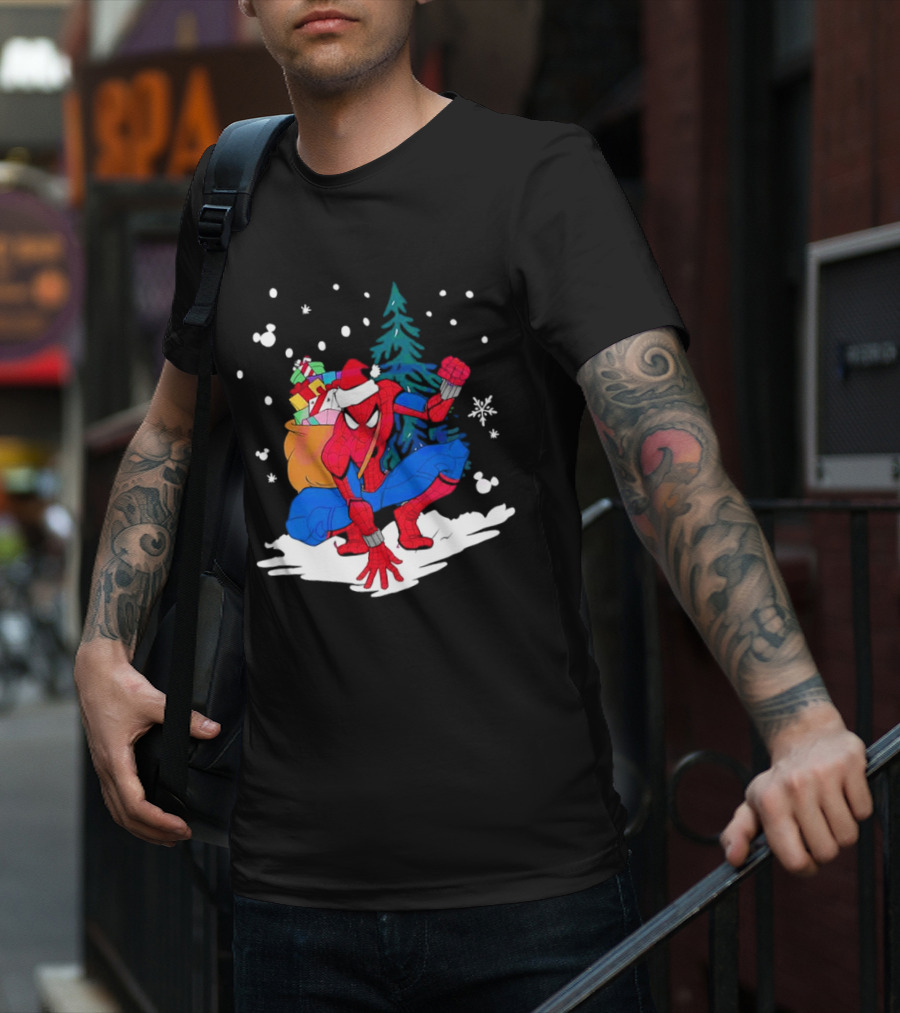 Spiderman Santa Christmas Tree Snow Presents T-Shirt