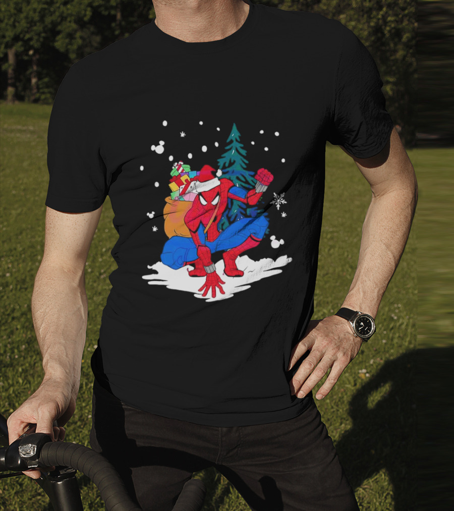 Spiderman Santa Christmas Tree Snow Presents T-Shirt