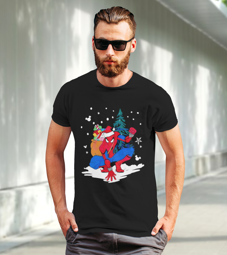 Spiderman Santa Christmas Tree Snow Presents T-Shirt
