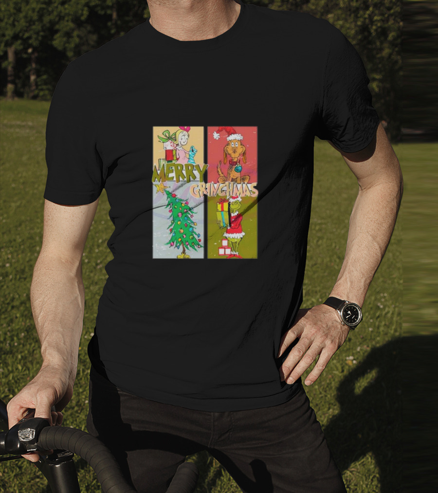 Merry Grinchmas Characters Vintage Grinch And Max Christmas Tree T-Shirt
