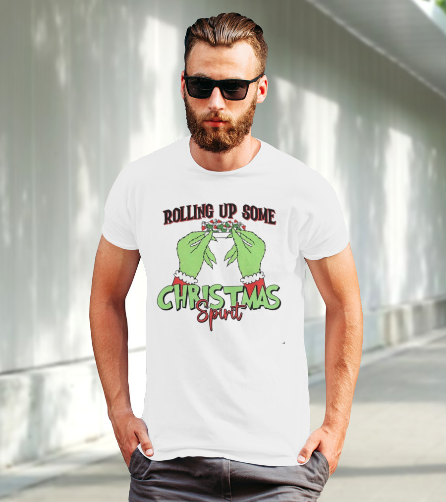 Rolling Up Some Christmas Spirit Grinch's Hands Festive Vibe T-Shirt