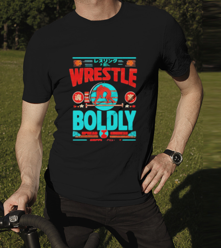 Wrestle Boldly Spread Kindness Wrestling Iconic Symbols T-Shirt