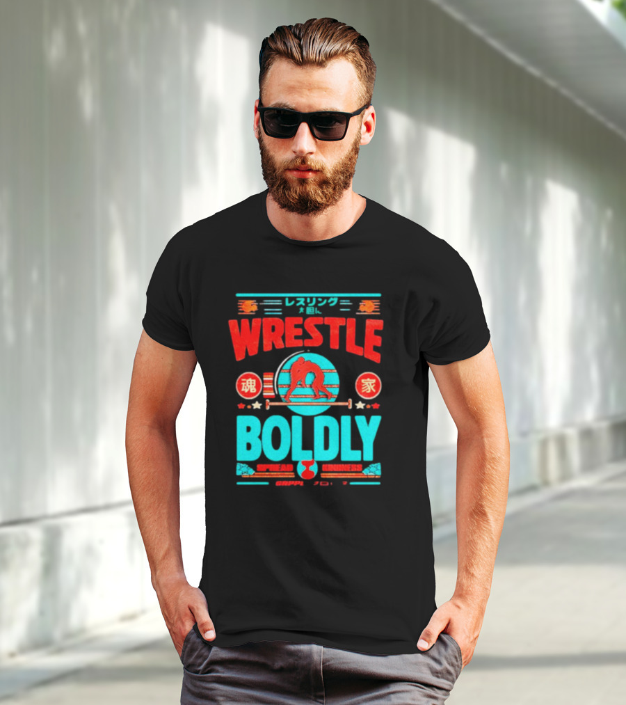 Wrestle Boldly Spread Kindness Wrestling Iconic Symbols T-Shirt