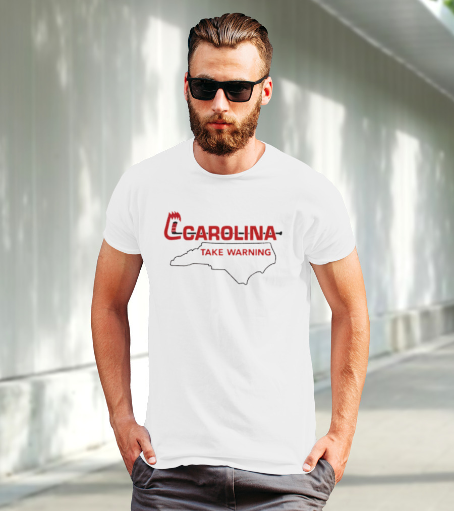 Carolina Hurricanes Take Warning North Carolina Map T-Shirt