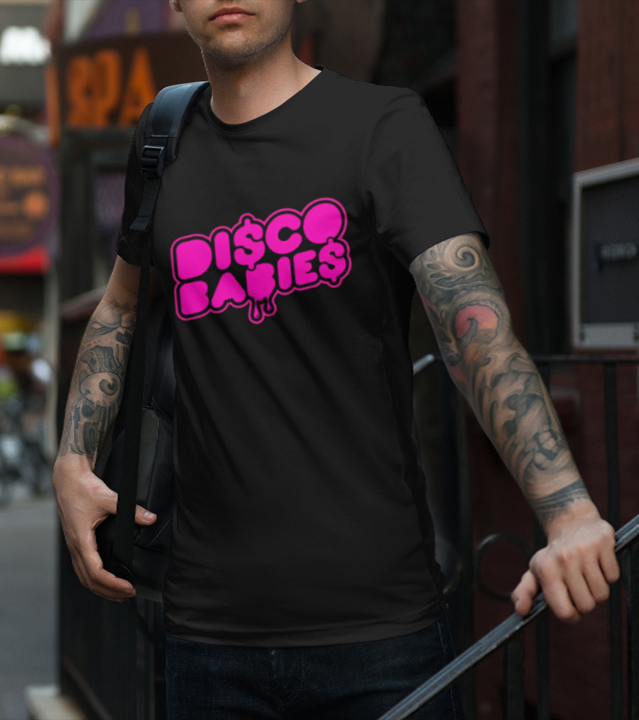 Disco Babies Neon Pink Dripping Dollar Sign Remix T-Shirt