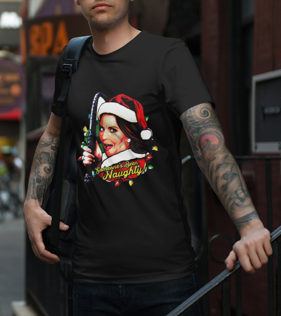 Karen Walker Someone’s Been Naughty Christmas Santa Whip Lights T-Shirt