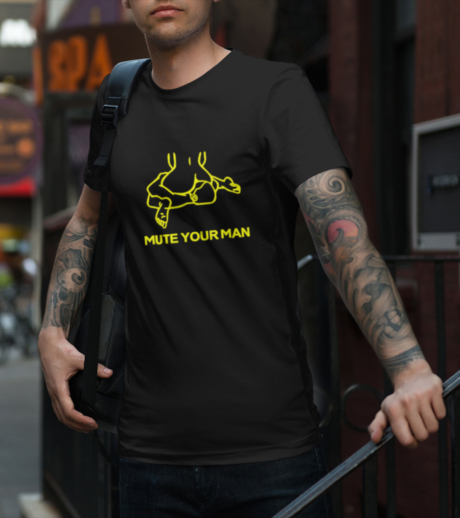Mute Your Man Yellow Figure Outline T-Shirt