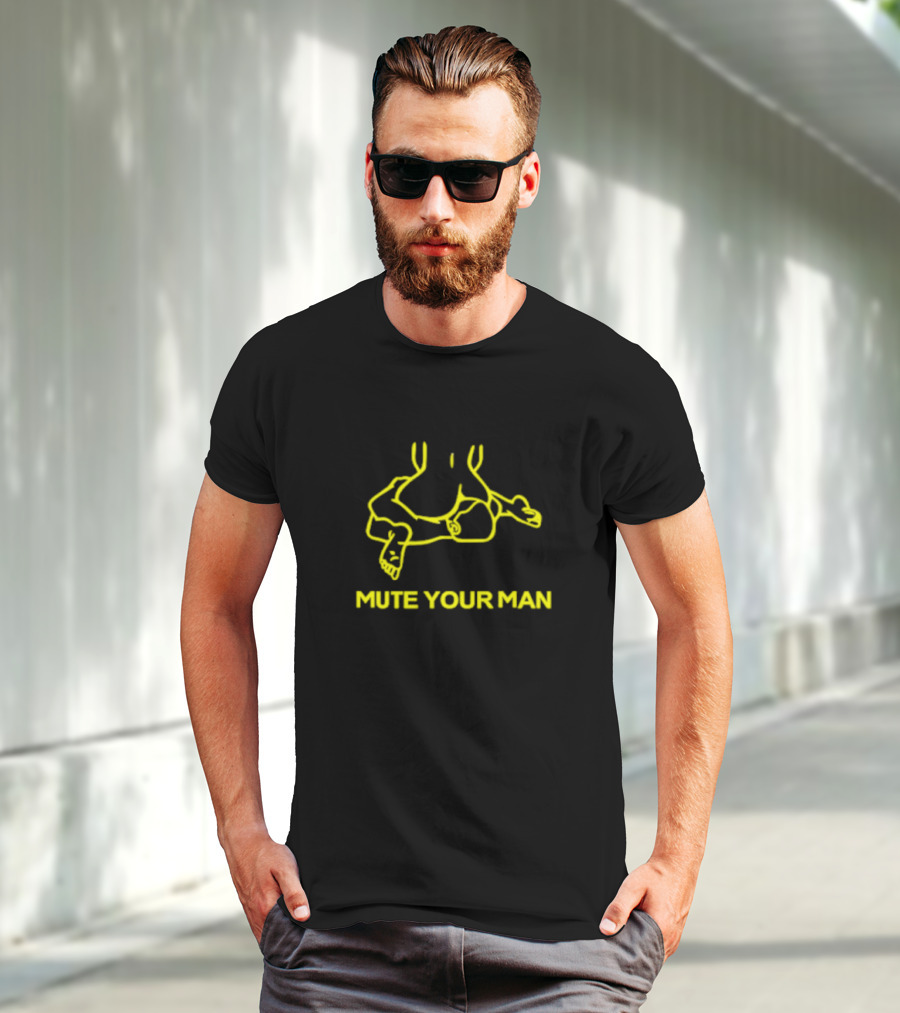 Mute Your Man Yellow Figure Outline T-Shirt