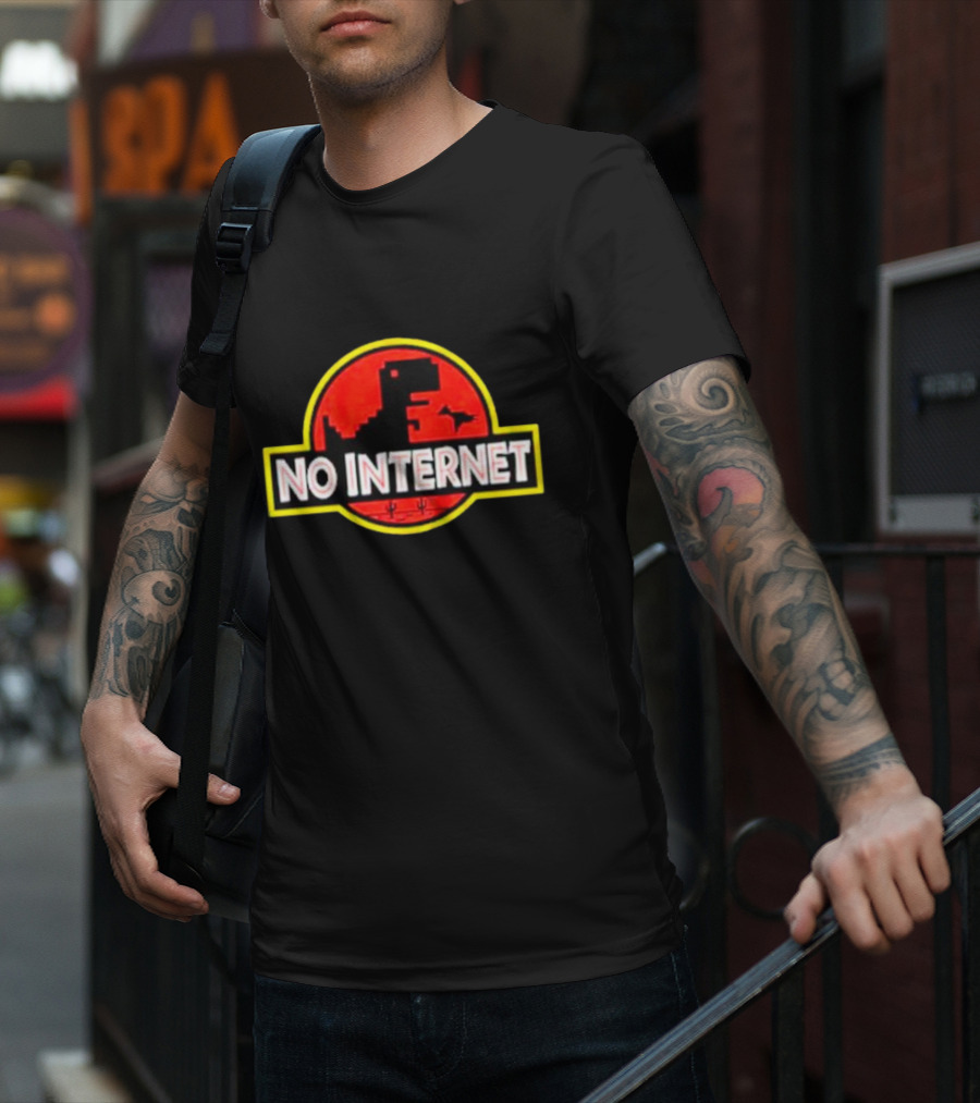 No Internet Dinosaur Jurassic Park T-Shirt