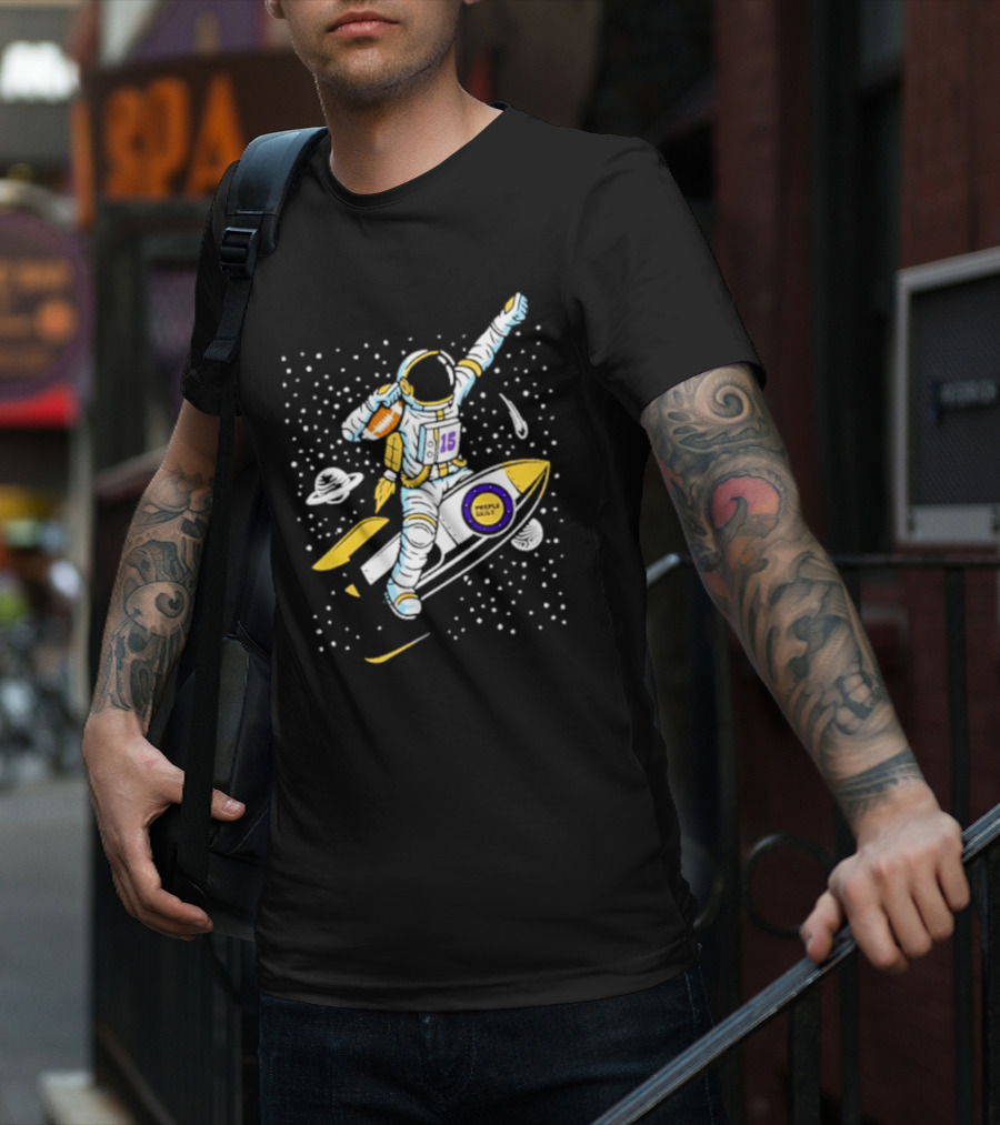 Phil Mackey Purple Daily Passtronaut Football Astronaut Galaxy Surfing 15 Space Adventure T-Shirt
