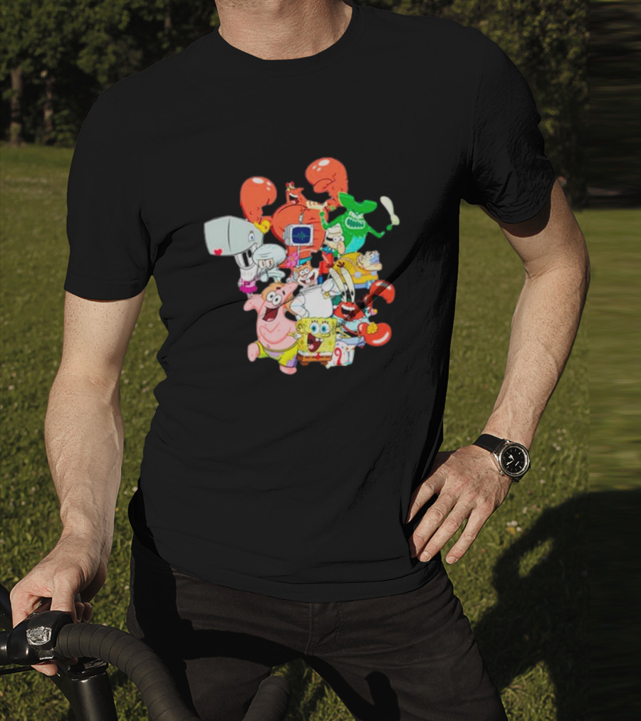 SpongeBob SquarePants Group Shot Pose With Characters From Bikini Bottom T-Shirt