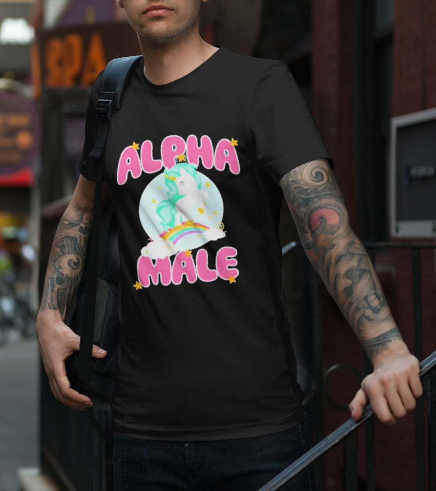 Alanalintao Alpha Male Unicorn Rainbow Stars T-Shirt