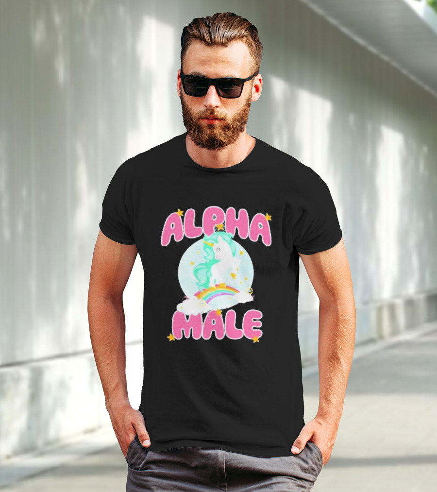Alanalintao Alpha Male Unicorn Rainbow Stars T-Shirt