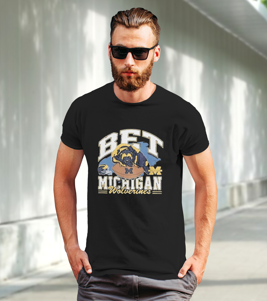 Bet Michigan Wolverines Helmet Football T-Shirt
