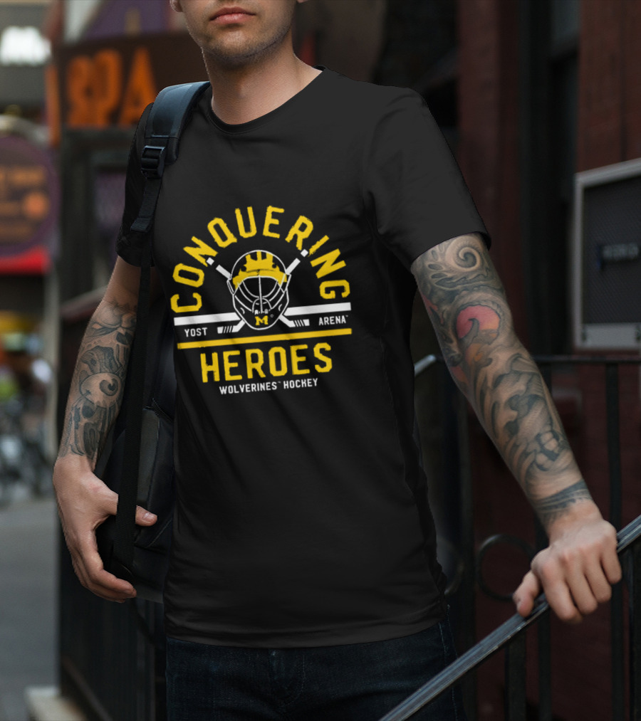 Conquering Heroes Yost Arena Wolverines Hockey T-Shirt