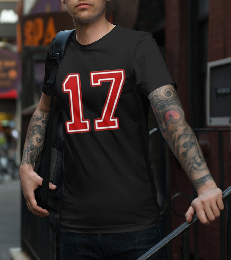 Tate Mcrae Exes Number 17 Red Bold Print T-Shirt
