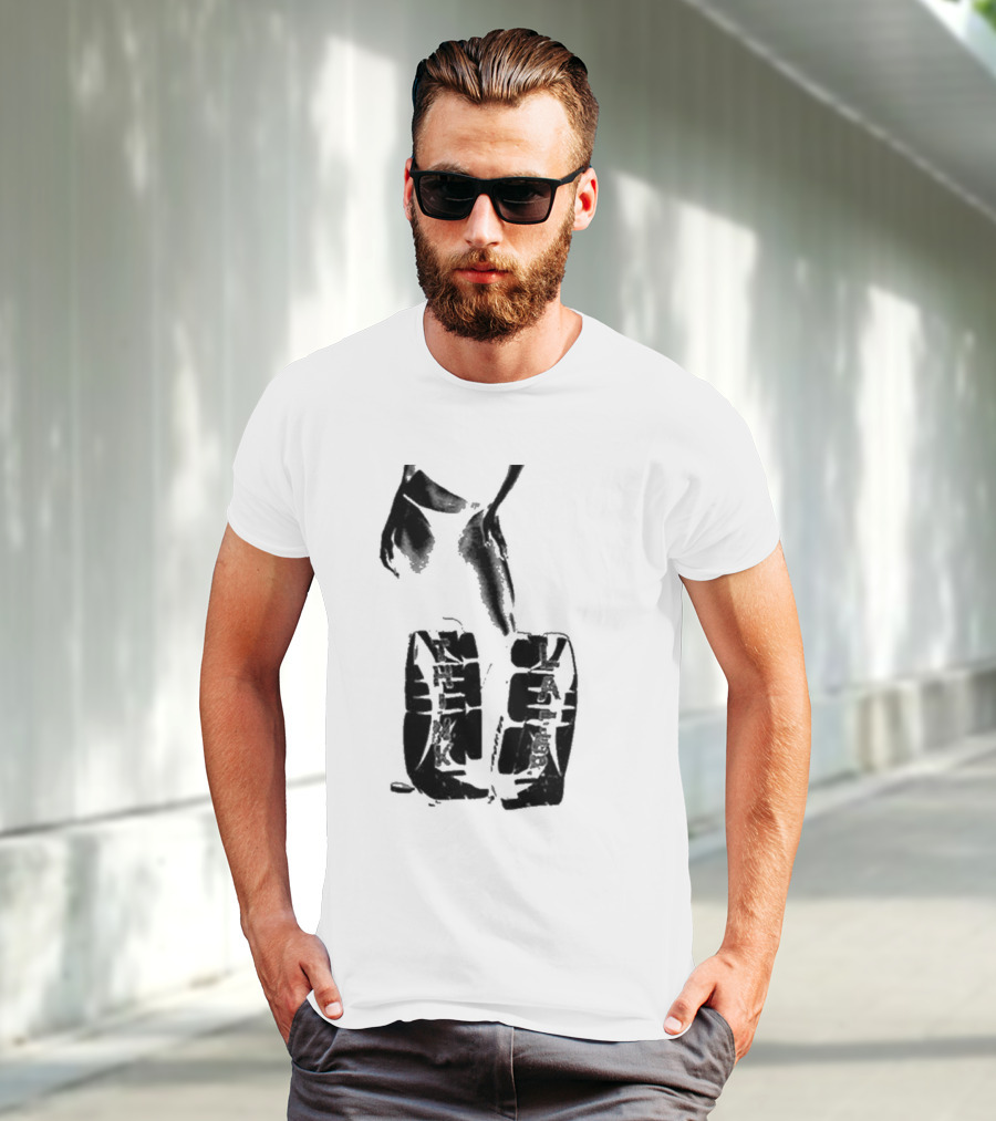 Tatemcrae Think Later Bold Legs Striking Pose In Monochrome T-Shirt