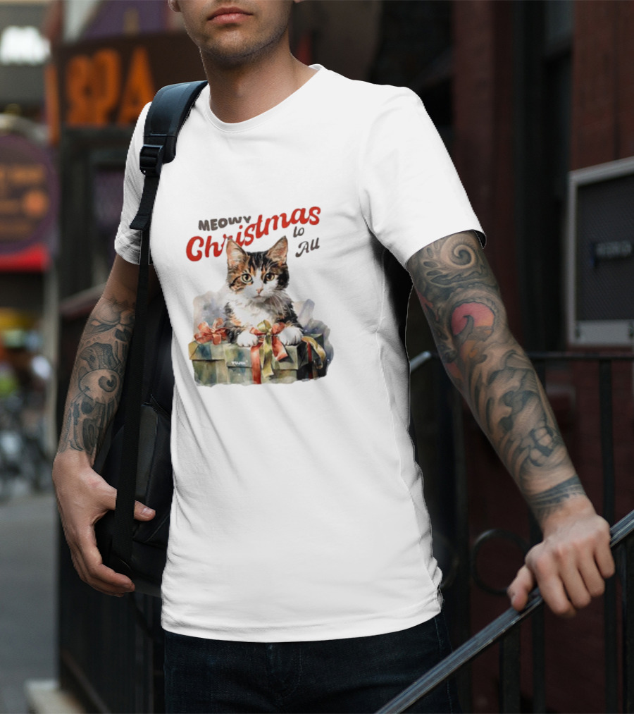 Meowy Christmas To All Cat In Gift Box T-Shirt