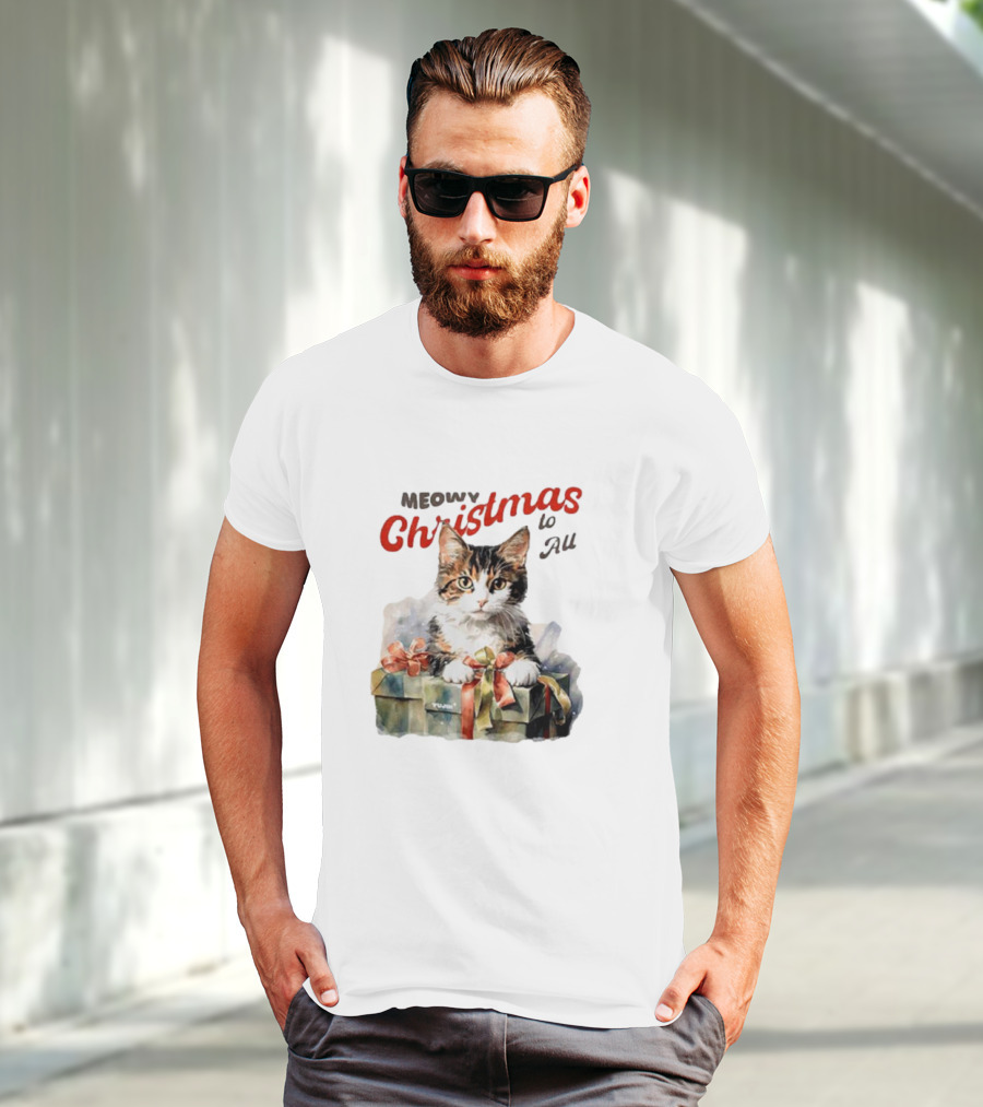 Meowy Christmas To All Cat In Gift Box T-Shirt