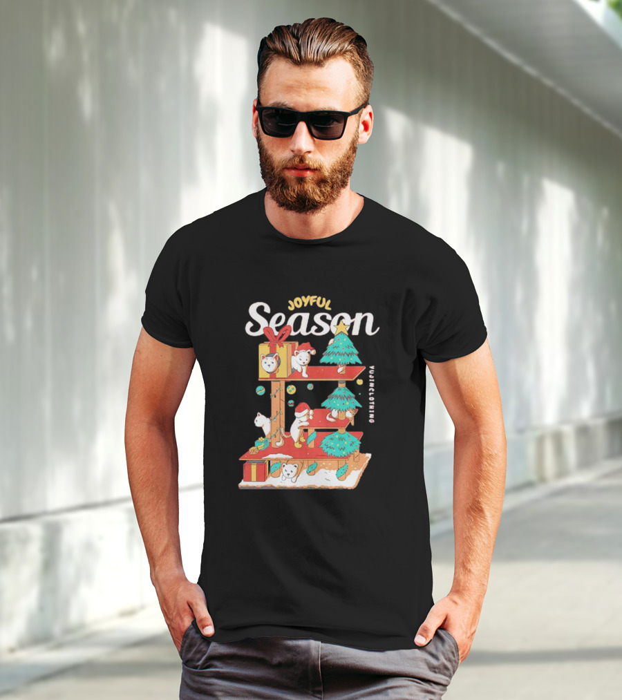 Joyful Season Merry Christmas Yujiinclothing Dog Tree T-Shirt