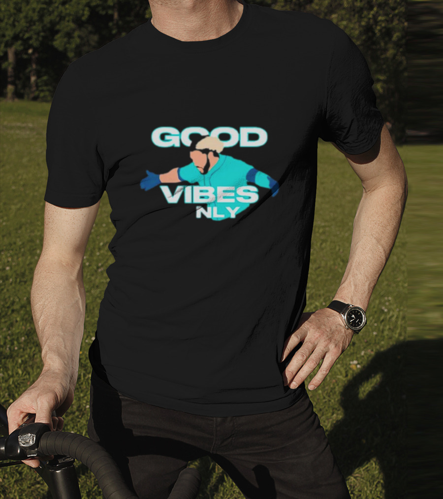 Geno Suarez Good Vibes Only Baseball-Themed T-Shirt