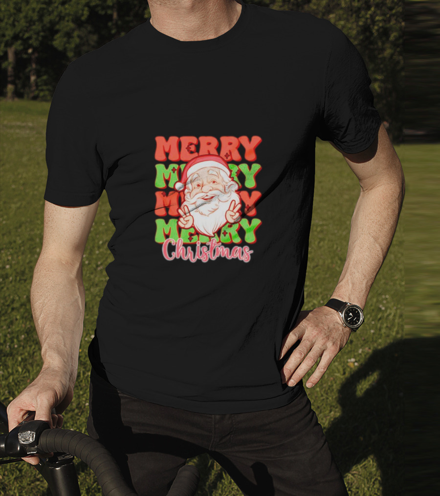 Merry Merry Merry Merry Christmas Santa T-Shirt
