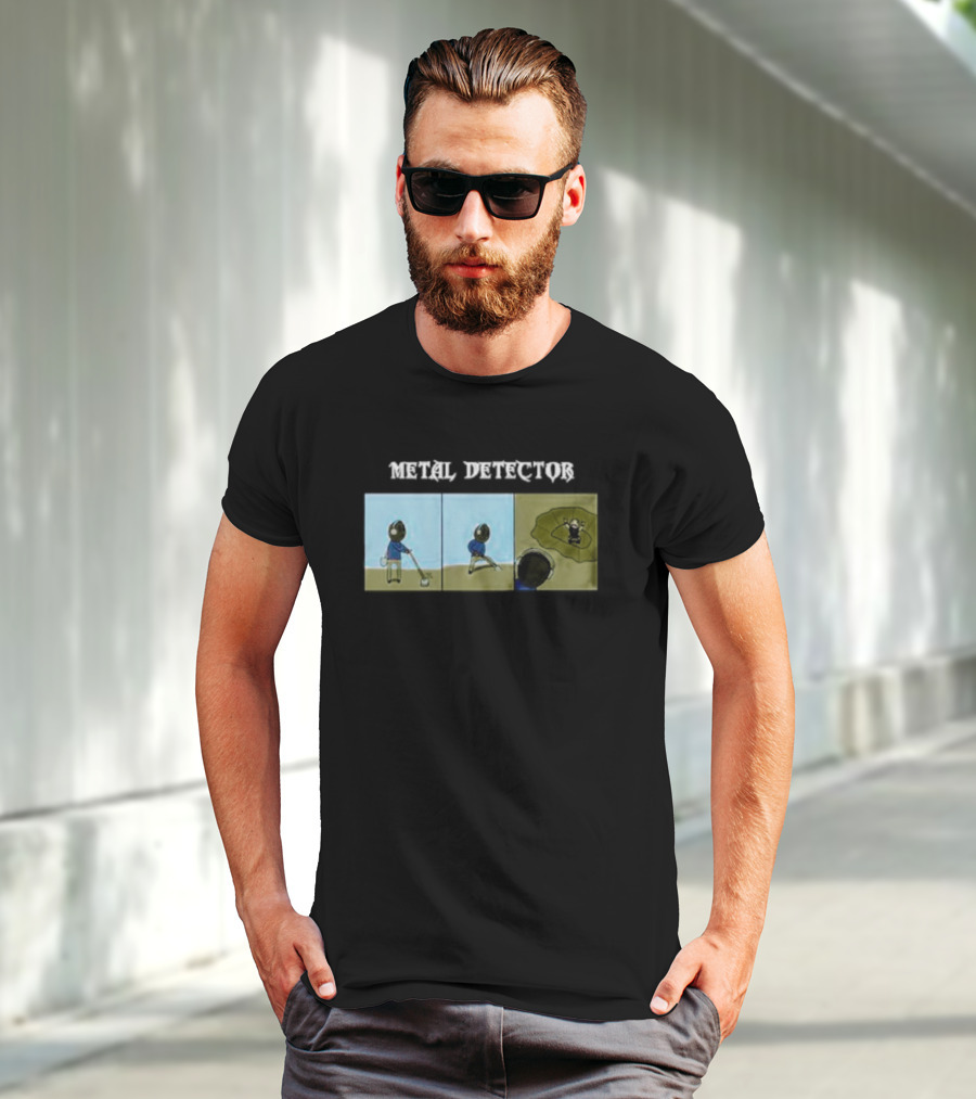 METAL DETECTOR Humorous Comic-Style Alien Discovery T-Shirt