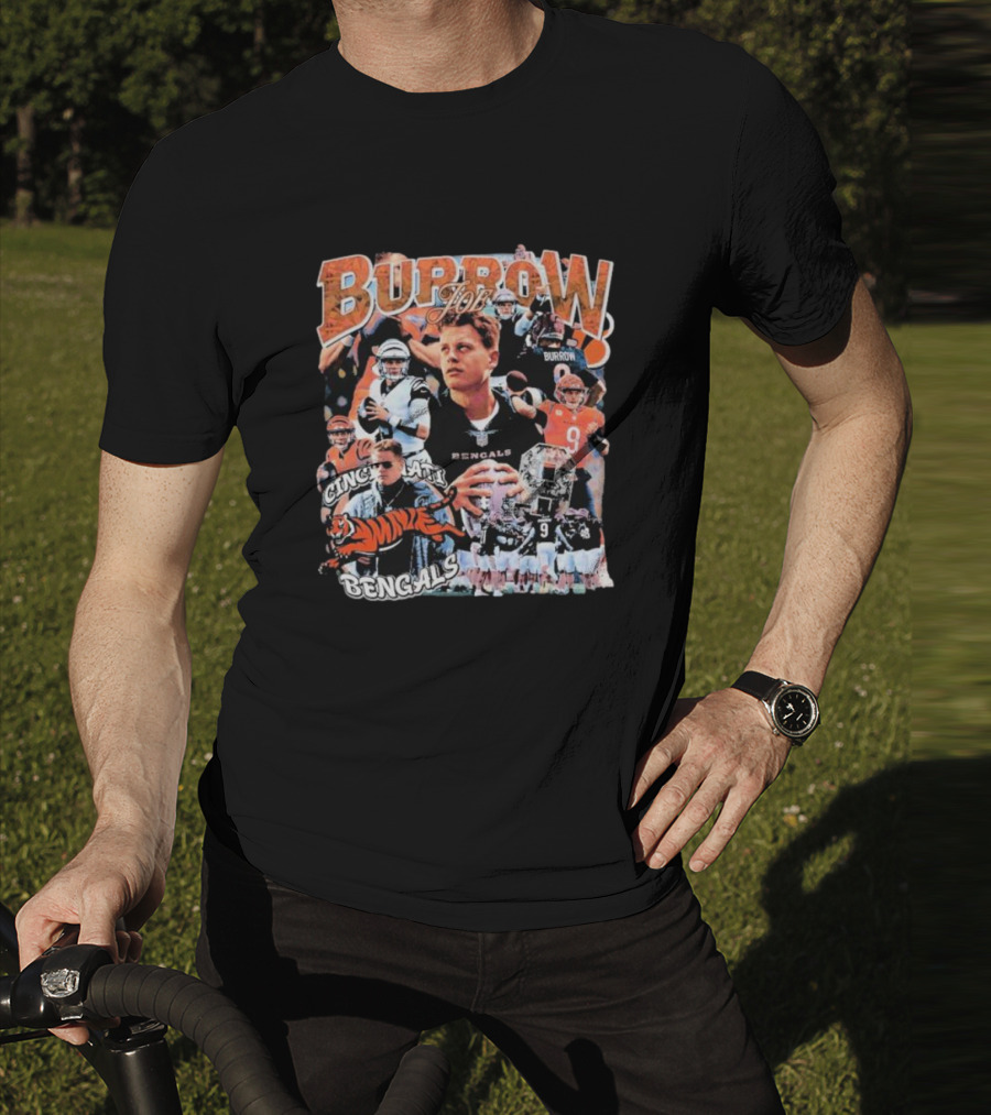 Joe Burrow Cincinnati Bengals Quarterback Collage Tiger Team Spirit T-Shirt