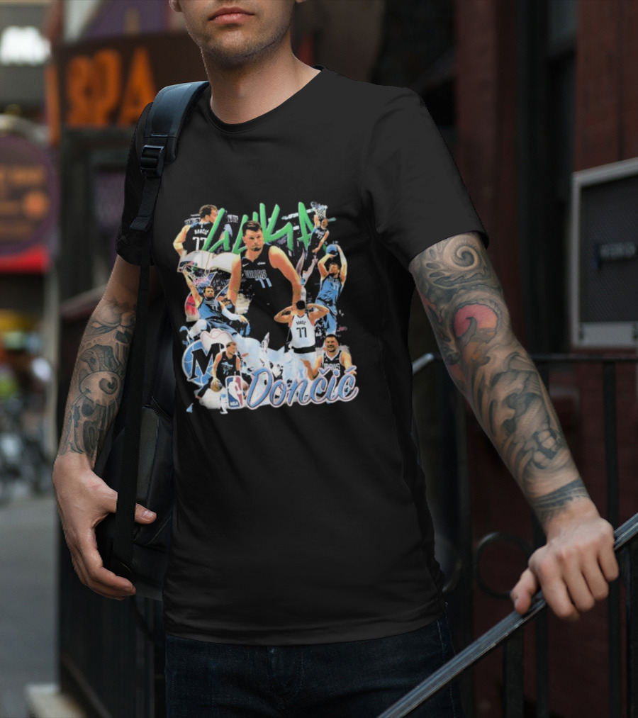 Luka Dončić NBA Mavericks 77 Action Collage T-Shirt