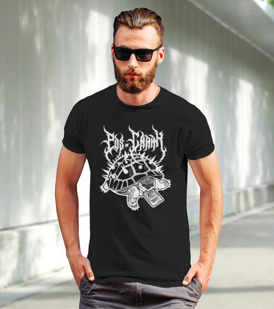 Pus Cran Heavy Metal Turtle With Spiky Shell And Saw Blade T-Shirt