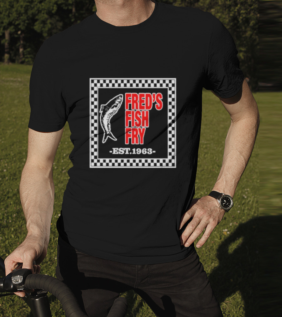 FRED'S FISH FRY EST. 1963 Checkered Border T-Shirt