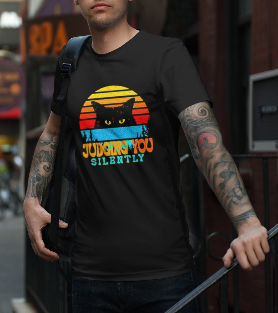 Judging You Silently Black Cat Vintage T-Shirt