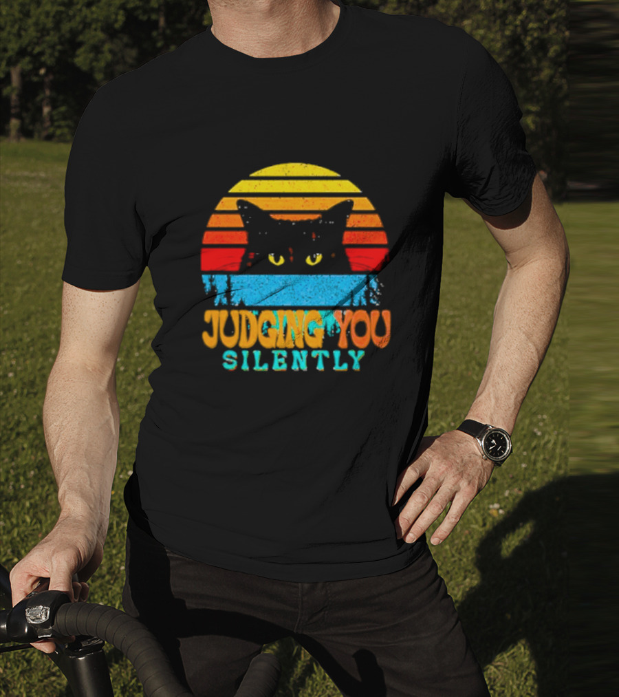 Judging You Silently Black Cat Vintage T-Shirt