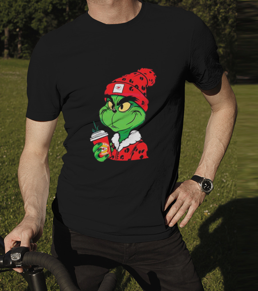 Grinch Leopard Kansas City Chiefs Coffee Beanie T-Shirt