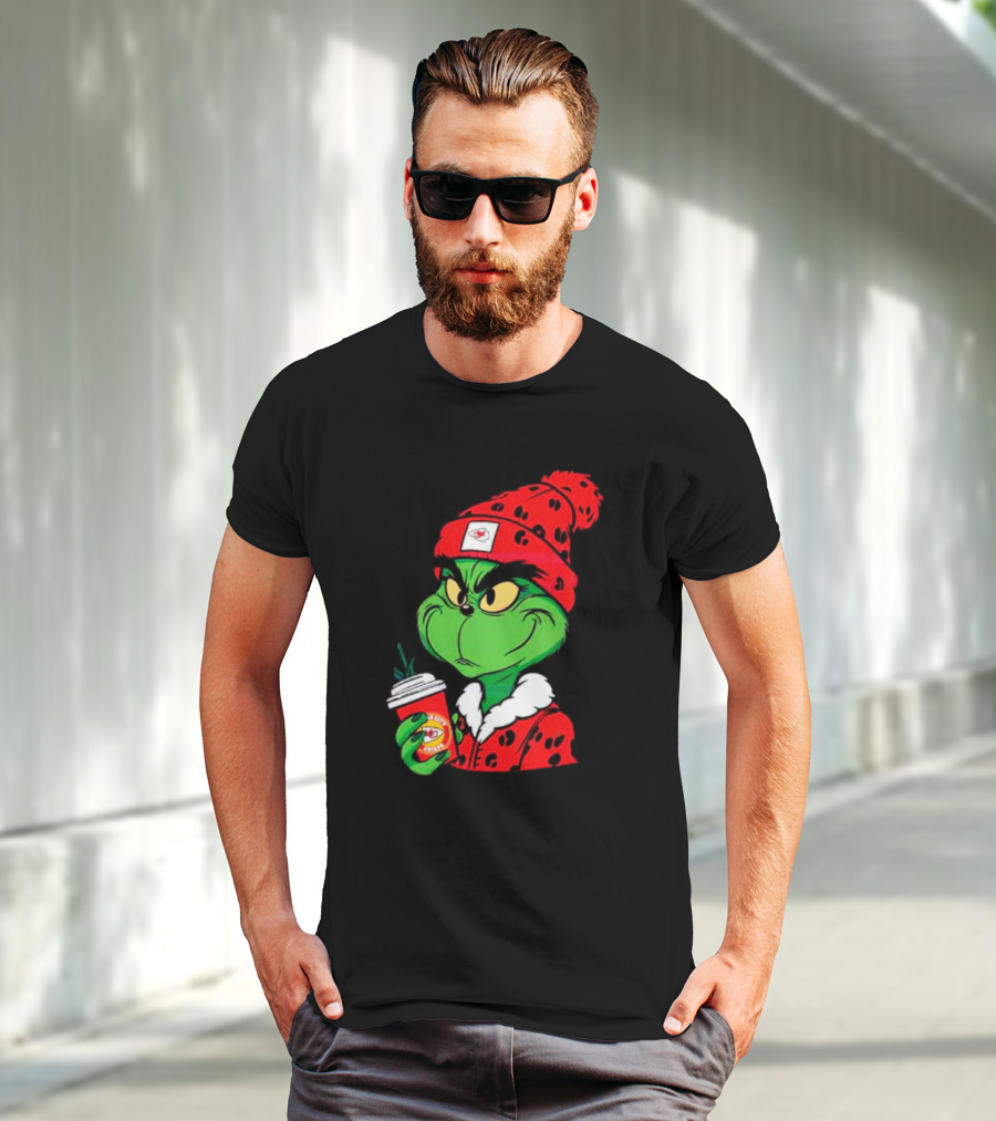 Grinch Leopard Kansas City Chiefs Coffee Beanie T-Shirt
