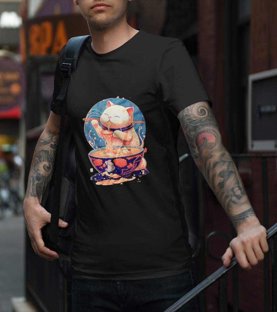 Kawaii Cat Noodle Delight Ramen Bowl T-Shirt