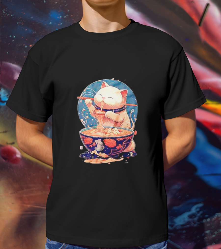 Kawaii Cat Noodle Delight Ramen Bowl T-Shirt