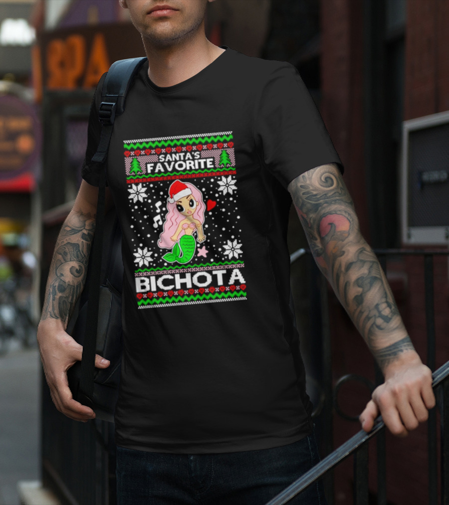Santa's Favorite Bichota Mermaid Christmas T-Shirt